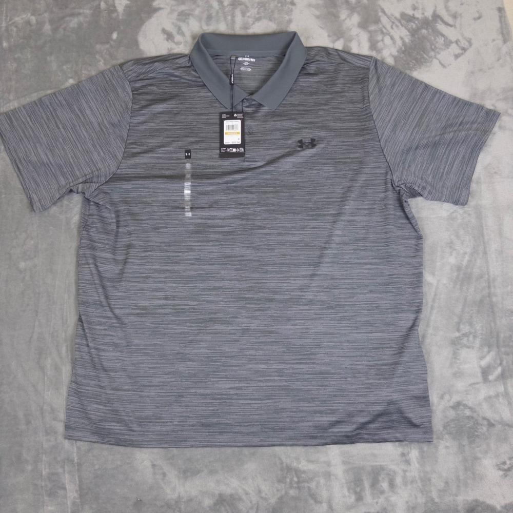 NWT Under Armour Performance 3.0 Polo Mens 4XL Grey Textured Golf Athletic NEW